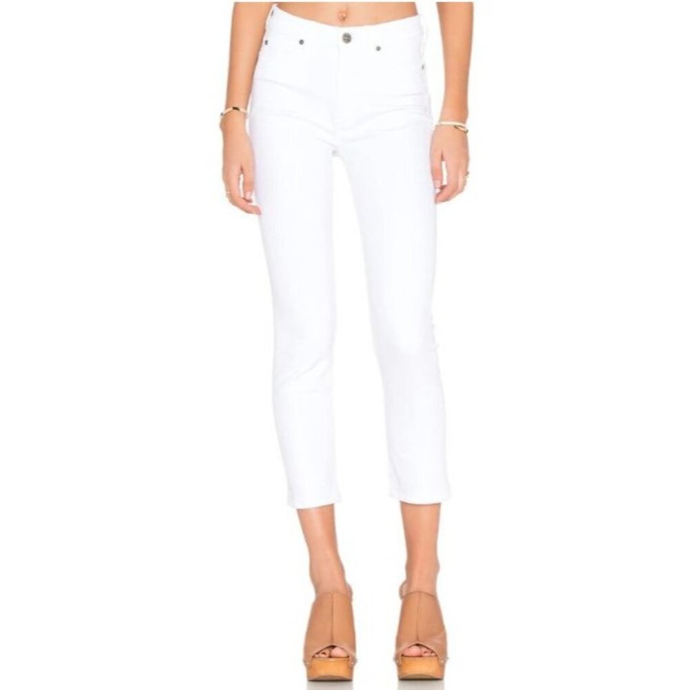 Anthropologie M.i.h. Niki Jeans White High Rise Cropped Stretch Size 26 $255‎